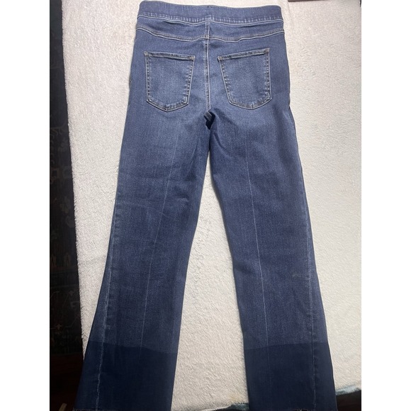 Spanx High Rise Pull On Flare Jeans Raw Hem Stretch Medium M Shaping - Picture 4 of 7